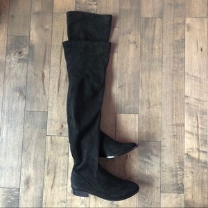 Aldo thigh high faux suede boots in black